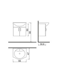 Resim Denko Akyazı 55 Cm Mdf Banyo Dolabı Siyah, Alt Modül Ve Lavabo Çok Renkli 