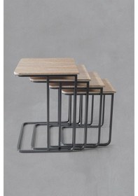 Resim Füme Ayak - Statik Vegas Zigon Sehpa - Taş Desen 