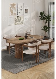 Resim Avvio Brown Serisi Bohem Ayak 4'lü Tokyo Metal Demonte Sandalye 80x140 Masa Sandalye Takımı Akça Masa Sandalye Kahve Kumaş Krem 