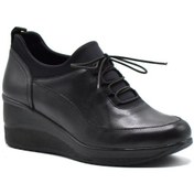 Resim Kadın Dolgu Topuk Nubuk Deri Ayakkabı Siyah 2111510k Siyah 