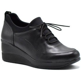 Resim Kadın Dolgu Topuk Nubuk Deri Ayakkabı Siyah 2111510k Siyah 