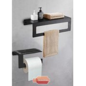 Resim Tasagram Metal Banyo Havlu Askılığı ve Tuvalet Kağıdı Askılığı 2'li Set Siyah 