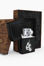 Resim Omotasarım Boks Eldiveni Mat Siyah Metal Çakmak – Yeniden Doldurulabilir 