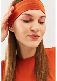 Resim Kadın %100 Pamuklu Penye, Kaymaz, Terletmez, Ultra Hafif, Spor Saç Bandı Bandana - Tek Ebat / Kiremit Kiremit 