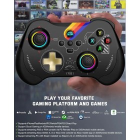 Resim Playstation 3/4 Nintendo Swich Ios-Android Telefon Pc Uyumlu Kablosuz Işıklı Oyun Kolu 