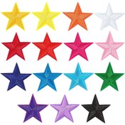 Resim 15 adet Canlı Parıltılı Yıldız Dikişli Patches | DIY Moda için Çok Renkli Nakışlı Aplikasyonlar | Dayanıklı ve Kolay Uygulanabilir Dikişli Onarım Çıkartmaları | Giysiler, Kotlar, Ceketler ve Çantalar için İdeal | Çok Yönlü El Sanatları Malzemeleri, Kot Onarımı | Parıltılı Tasarım | Dayanıklı Kumaş, Kot Onarım Setleri 