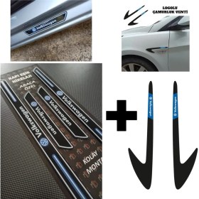 Resim Aksefuar Lazer Volkswagen Arteon Kapı Eşiği + Logolu Çamurluk Venti Set 