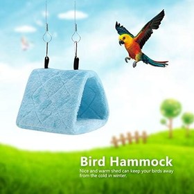 Resim Vogelnest Kuschelhütte Weiche Plüsch Hängematte Hängendes Käfig Zelt für Vögel Papagei Winter Warmes Bett Haustier Spielzeug(M-Blau) 