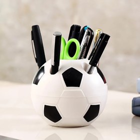 Resim 1 adet FunDesign Futbol Topu Kalem Tutucu - Siyah & Beyaz Plastik Masa Düzenleyici, Çok Bölmeli, Kalemler, Kurşun Kalem, Makaslar için Çok Fonksiyonlu Ofis & Ev Depolama, Çalışma Alanı Temel Gereçleri, Eğlenceli Dekor, Sağlam Yapı, Yaratıcı Profesyoneller İçin 