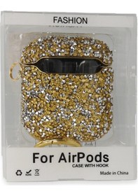 Resim Apple Uyumlu AirPods 2 2.nesil Mira Taşlı Kılıf - Gold Düz Renkli 