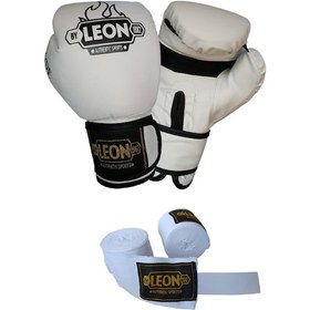 Resim Kogam Leon Blade Boks, Kick Boks Ve Muay Thai Eldiveni+Bandaj Beyaz 