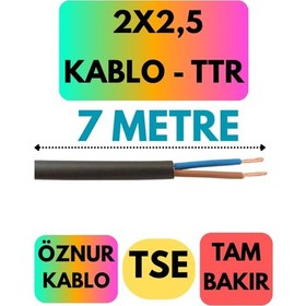Resim Öznur 2x2,5 Ttr Kablo Siyah Metre Seçenekli - 7 Metre 