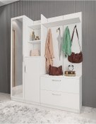 Resim Çizgi Portmanto Vestiyer Ayakkabılık Beyaz 180 cm -Ücretsiz Kurul 