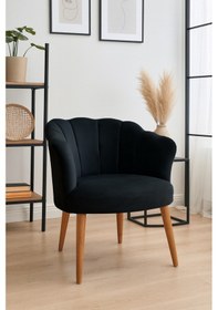 Resim Azra Mobilya Papatya Babyface Kumaş Modern Berjer Koltuk 13 Renk Seçeneği - Siyah Siyah 