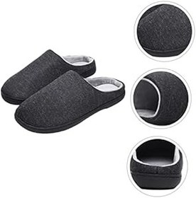Resim GALPADA 1 Çift Kadın Ev Pamuklu Terlik Yaşlılar Için Geniş Terlikler Ev Terlikleri Erkek Çocuk Termal Terlik Ayarlanabilir Takunya Platform Ek Ürün Tabanı Yapağı Tüy Uyuyan Black 