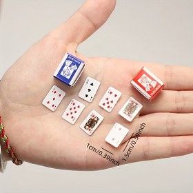 Resim 1 Set Miniature Oynama Kartları - 54 Kartlık Deck Çok Oyunculu Oyunlar, Etkileşimli Eğlence, Noel ve Doğum Günü Partileri için - Kompakt 0.99cm X 1.5cm Boyut, DIY Montaj, Kağıt Malzeme, Elektrik Gerektirmez, Banknotlar Olmayan, Tüy Olmayan - Noel ve Cadılar Bayramı Toplantıları için İdeal, Cadılar Bayramı, Noel Etkinliği ve Parti Malzemeleri 