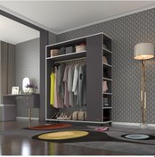 Resim Kenzlife giysi dolabı bayram 180*150*40 gri gardırop tekerlekli 