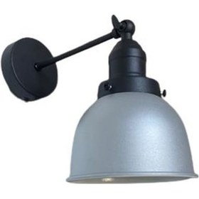 Resim Dylight Retro Metal Dekoratif Rustik Gri Mafsallı Duvar Aplik Beyaz 