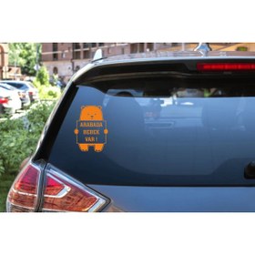 Resim Turuncu Sticker Arabada Bebek Var Cam Sticker 11x15 Cm 