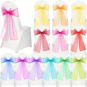 Resim 10 Adet Pastel ve Canlı Renklerde Organza & Şifon Sandalye Kurdelesi Fiyonkları Zarif Düğüm Detaylarıyla - Pastel Pembe, Sarı, Mavi, Mor, Yeşil, Turuncu, Kırmızı, Beyaz, Açık Kahverengi, Lacivert - Nikâh, Doğum Günü, Cadılar Bayramı, Sevgililer Günü, Noel İçin Parti Süslemeleri - Banket, İftarlar, Çocuk Duası İçin Şeffaf Tül Sandalye Bezleri ile Kolayca Uygulanabilir Dayanıklı Ürün 