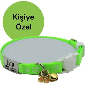 Resim İsimli, Güvenlik Kilitli Kedi Tasması- , İsimlikli Tasma Ysbykm 