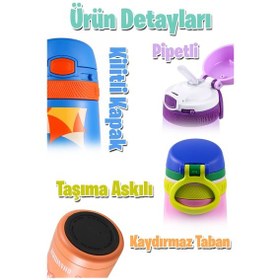 Resim Shamobo 2li Set Pipetli Çelik Termos 350ml -6 Saat Isı Yalıtımı- Açıkyeşil 