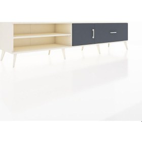 Resim Hyperion Tv Ünitesi 2 Raflı Tek Çekmeceli Tek Kapaklı 220x44x51 Aytaşı-antrasit Antrasıt/antrasıt - Aytası 