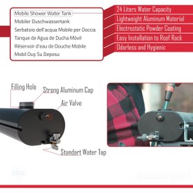 Resim Accessorypart Tanker Solar Shower 24 Litre Basınçlandırılabilir Duş Tankı 