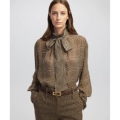 Resim İpekyol Fularlı Ekose Desen Kadın Gömlek (IW6250025075) 