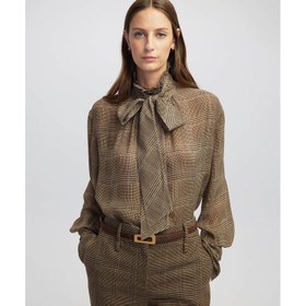 Resim İpekyol Fularlı Ekose Desen Kadın Gömlek (IW6250025075) 