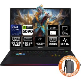 Resim Msı Raıder 18 Hx Aı Intel Core Ultra 9 285HX 96GB 512GB SSD RTX5090/24GB Windows 11 Pro 18" 120Hz Taşınabilir Bilgisayar A2XWJG-215TR-A26 
