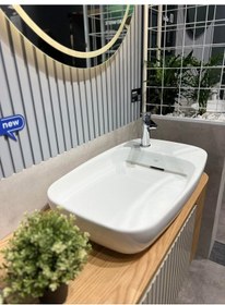 Resim Cerastyle Nova 70 Cm Tezgah Üstü Çanak Lavabo Gizli Sifonu Beyaz 
