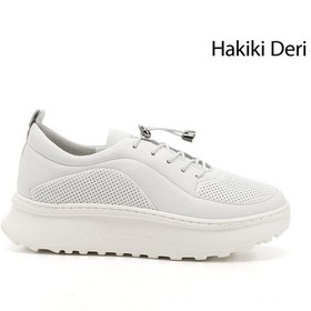 Resim Gönderi(R) Gönderi R Kadın Beyaz Lastik Bağcıklı Comfort Dolgu Taban Hakiki Deri Sneaker Ddza73845191 Beyaz 