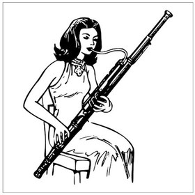 Resim Fagot Çalan Kadın Folyo Sticker 200cm Uzunluk Siyah 