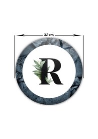 Resim Decorita Cam Kesme Tahtası - Cam Kesme Tablası | Harfli Tasarım | R | Çap 32cm 