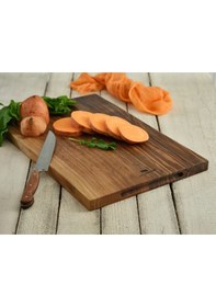 Resim Hıcowood Şef Tipi Doğal Ceviz Kesme Sunum Tahtası - Lazerle İsim/Söz Yazılır 