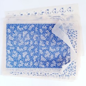 Resim 8 Adet Mavi ve Beyaz Porselen Desenli Seramik Dekaller, Alt Cam Transfer Kağıdı, Kil Emaye Dekaller, 35.05x46.99 cm, Kağıt Malzeme, 8 Tarz Embriyo DIY El Sanatları için 