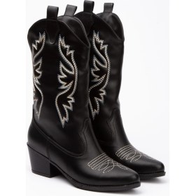 Resim Kadın Cilt Nakışlı Western Kovboy Çizme 7014 