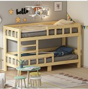 Resim Stefani Montessori Yatak Ranza Doğal Ahşap 