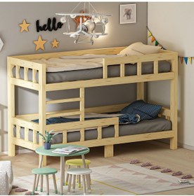 Resim Stefani Montessori Yatak Ranza Doğal Ahşap 