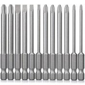 Resim 12 parça ASDTODW Tornavida Ucu Seti, S2 Çelik, 3 İnç Uzunlukta, Yivli & Phillips Başlıklı, 1/4" Altıgen Sap, Endüstriyel Ortamlarda Hassas Delme için Manyetik, Güç Matkabı Uyumluluğu|Düzenli Araç Seti|S2 Çelik Araçlar, ASDTODW 