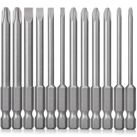 Resim 12 parça ASDTODW Tornavida Ucu Seti, S2 Çelik, 3 İnç Uzunlukta, Yivli & Phillips Başlıklı, 1/4" Altıgen Sap, Endüstriyel Ortamlarda Hassas Delme için Manyetik, Güç Matkabı Uyumluluğu|Düzenli Araç Seti|S2 Çelik Araçlar, ASDTODW 