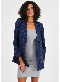 Resim Alexandergardı Ekoseli Astarsız Cepli Kruvaze Blazer Ceket B24-00202 001 