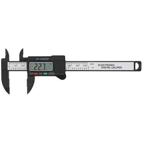 Resim Dijital Lcd Ekranlı Kumpas Yüksek Doğruluklu Plastik Karbon Fiber Verniye Ölçeği 0-100mm 