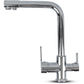 Resim Su Arıtma Cihazı İçin 3 Yollu Oval L Borulu Krom Musluk 