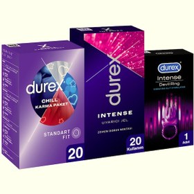 Resim Durex Chill Prezervatif 20’li +Durex Little Devil Titreşimli Halka+Durex Intense Uyarıcı Jel 10 ML 