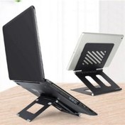 Resim Ayarlanabilir Metal Dizüstü Destek Tabanı Katlanabilir Taşınabilir Laptop Sehpası Standı siyah 