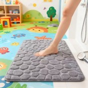 Resim 1 adet Taşlı Kabartmalı Banyo Halısı, %100 Polyester, Yumuşak, Emici, Kaymaz, Yıkanabilir, Paraben içermez, Duş ve Banyo Dekoru için İdeal, Banyo Halısı 