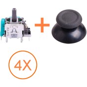 Resim 4 Adet Ps4 Analog Motoru + Topuz Başlık Set 
