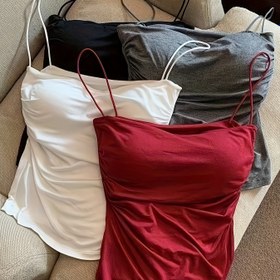 Resim Kadın 4'Lü Katı Renkli Polyester Korseletleri - Asya Tarzı Fırfırlı Slingback Tankları ile Strapless Yaka ve Örgü Kumaş, Tüm Mevsim Uygun 